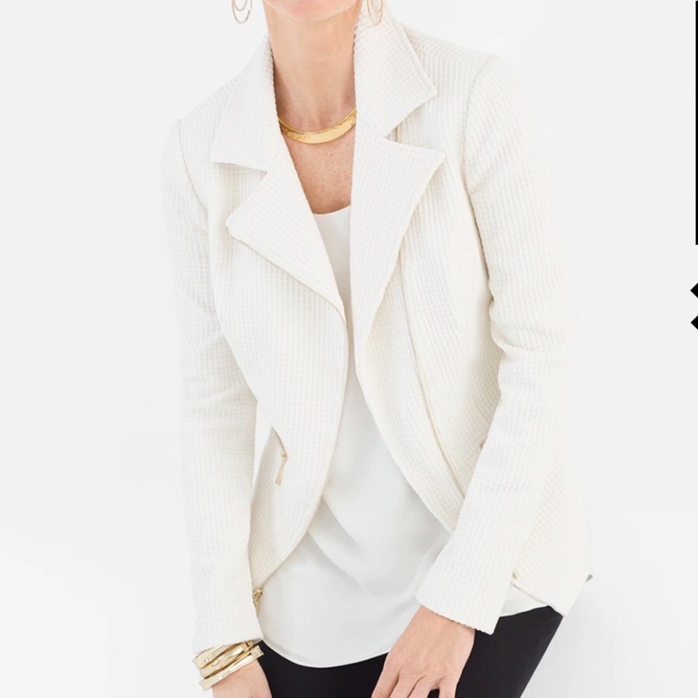 Chicos Cream Moto Jacket size 2